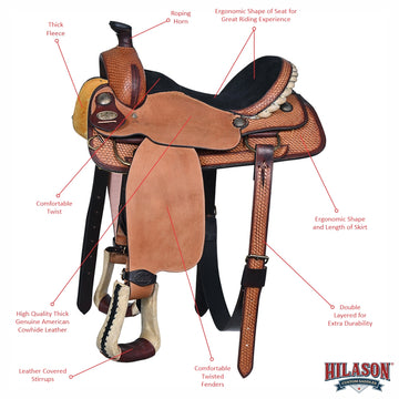 Western Horse Saddle American Leather Ranch Roping Cowboy Hilason